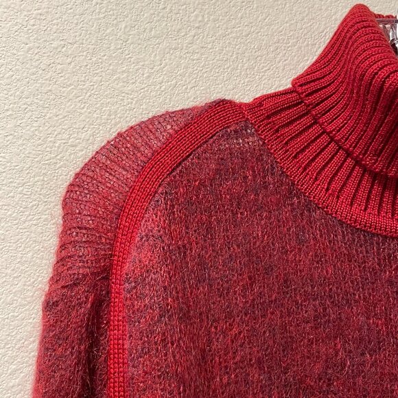 J. LINDEBERG Long Sleeve Turtleneck Pullover Mohair Blend Deep Red - L - Picture 5 of 12